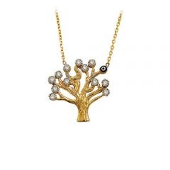 Beelo Gold 14K Altın Taşlı Hayat Ağacı Nazar Kolye BGKL056