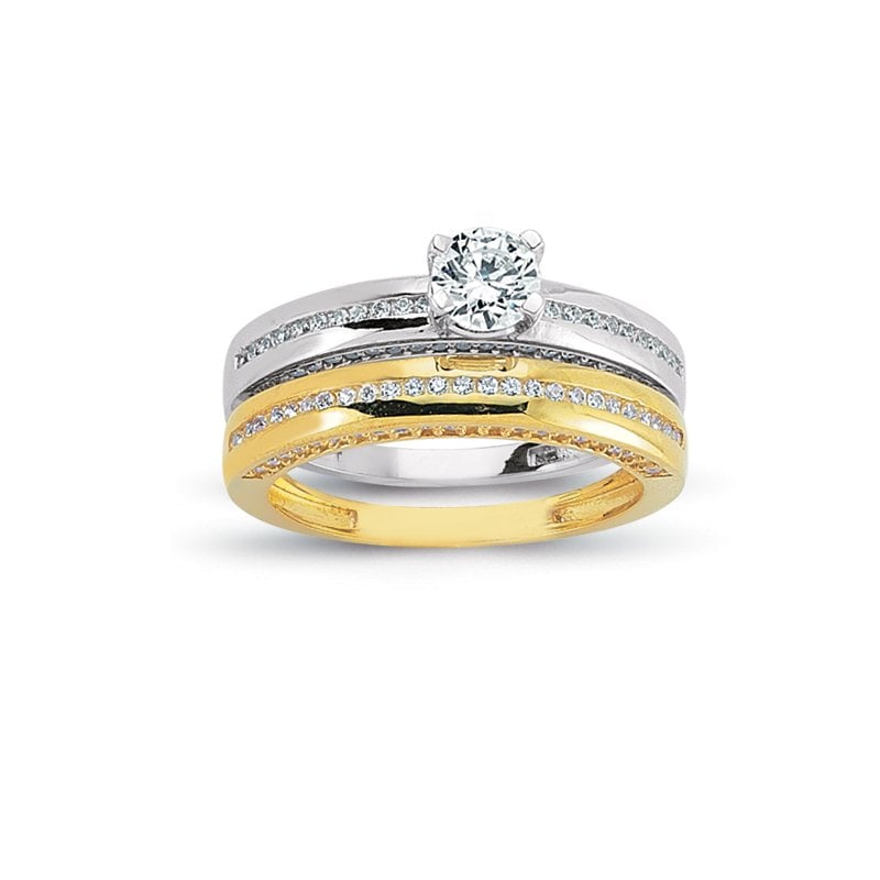 14K Altın Tektaş Alyans İkili Set