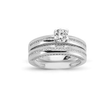 14K Altın Tektaş Alyans İkili Set