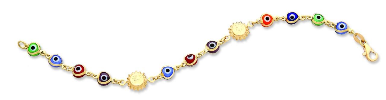 Beelo Gold 14K Altın Renkli Güneş Çocuk Nazar Bileklik CMK048