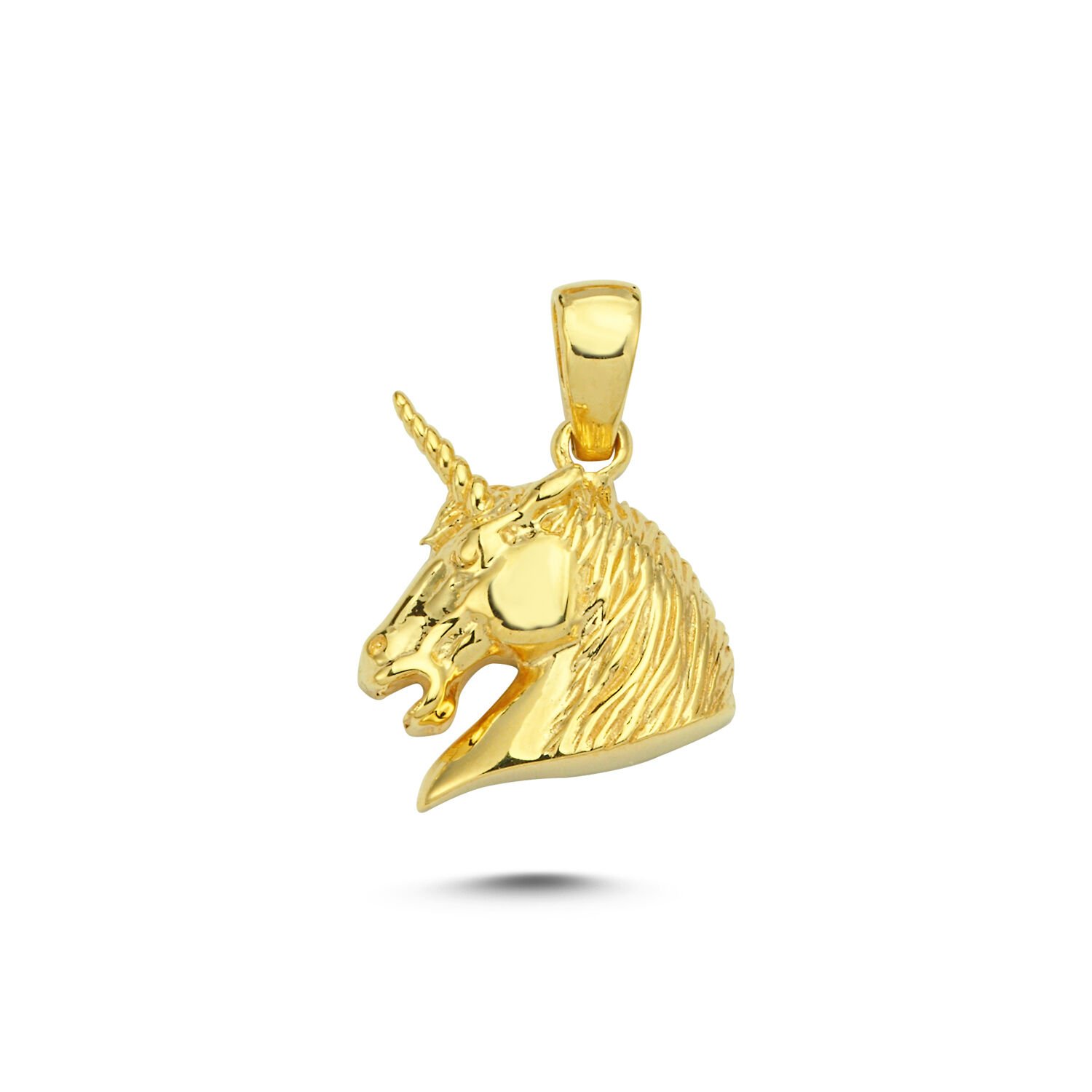 Beelo Gold 14K Altın Unicorn Başı Kolye Ucu