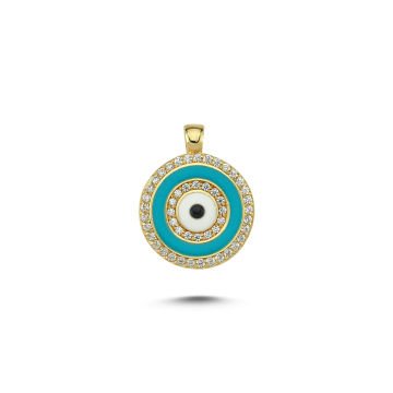 Beelo Gold 14K Altın Nazar Boncuğu Taşlı Kolye Ucu