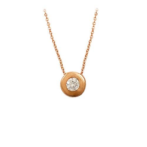 Beelo Gold 14K Rose Altın Tek Taş Kolye BGKL064