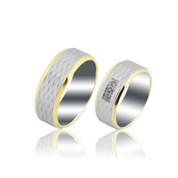 Beelo Gold 14K Altın 8 mm Alyans İkili Set Yüzük