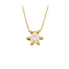 Beelo Gold 14K Altın Güneş Tek Taş Kolye BGKL069