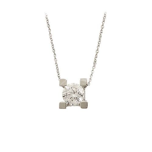 Beelo Gold 14K Beyaz Altın Tek Taş Kolye BGKL070