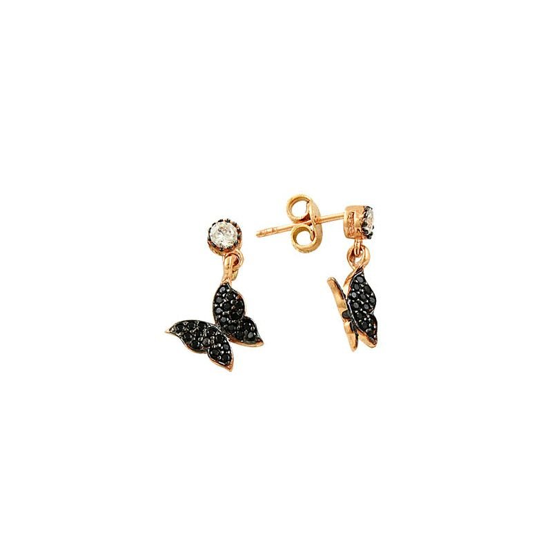 Beelo Gold 14K  Zirkon Kelebek Altın Küpe