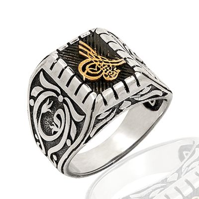 Beelo Silver 925K Gümüş Tuğralı Erkek Yüzük BGEY127