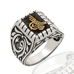 Beelo Silver 925K Gümüş Tuğralı Erkek Yüzük BGEY127