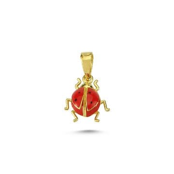 Beelo Gold 14K Altın Uğur Böceği Mineli Kolye Ucu