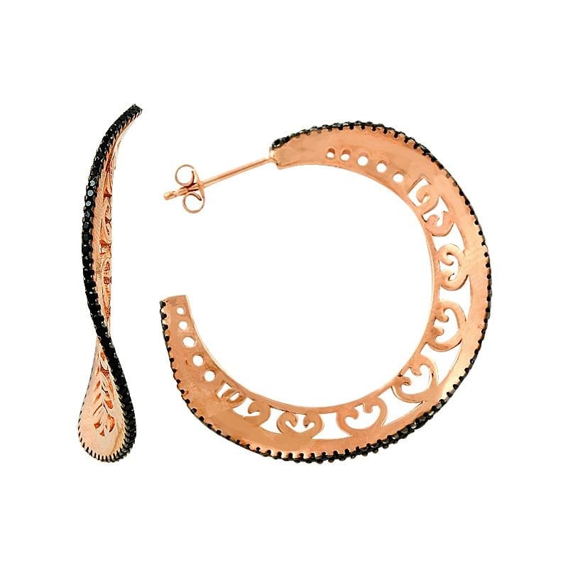 Beelo Silver Rose Altın K. 925K Gümüş Tasarım Halka Küpe