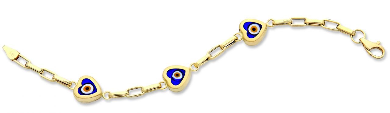 Beelo Gold 14K Altın Kalp Çocuk Nazar Bileklik CSR009