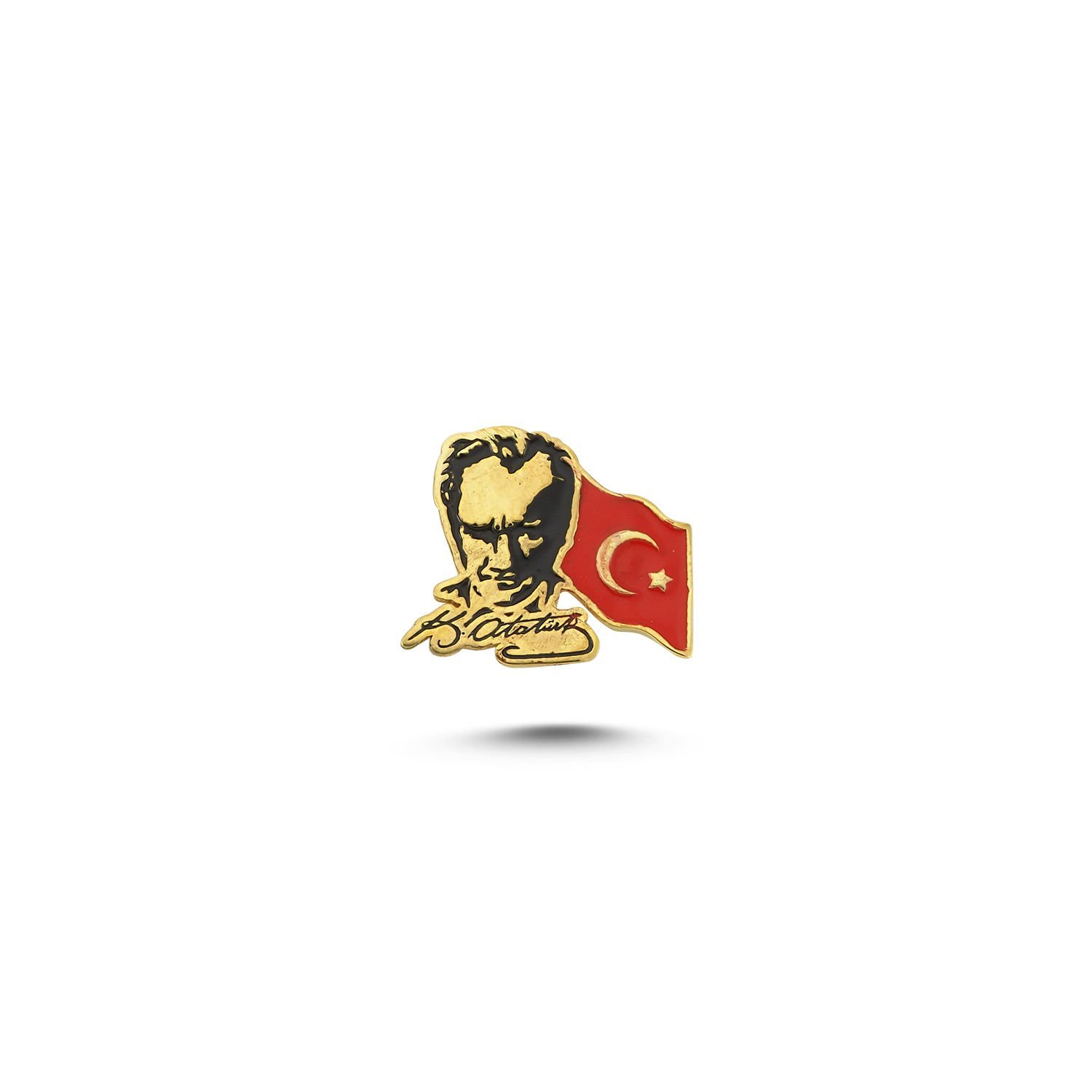 Beelo Gold 14K Altın Atatürk Türk Bayrağı Kolye Ucu