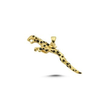 Beelo Gold 14K Altın Leopar Mineli Kolye Ucu