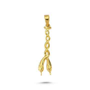 Beelo Gold 14K Altın Çift Başlı Yılan Kolye Ucu