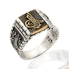 Beelo Silver 925K Gümüş Osmanlı Tuğralı Erkek Yüzük BGEY155