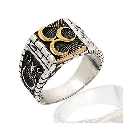 Beelo Silver 925K Gümüş Üç Hilal Erkek Yüzük BGEY158