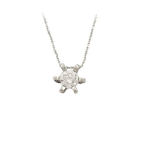 Beelo Gold 14K Beyaz Altın Tek Taş Kolye BGKL073