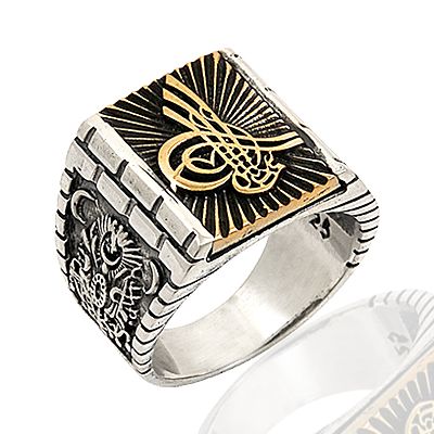 Beelo Silver 925K Gümüş Tuğralı Erkek Yüzük BGEY171