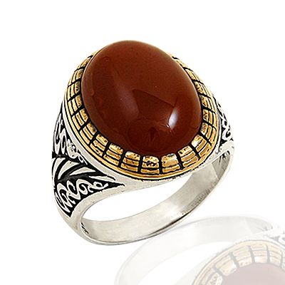 Beelo Silver 925K Gümüş Akik Osmanlı Erkek Yüzük BGEY176
