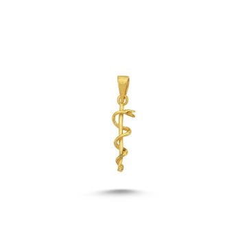 Beelo Gold 14K Altın Asklepios Asası Kolye Ucu