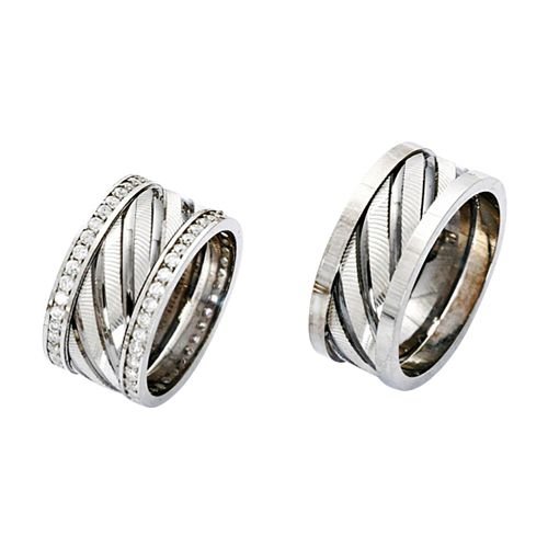 Beelo Silver 925K Gümüş El İşi Alyans Yüzük İkili Set ALY143