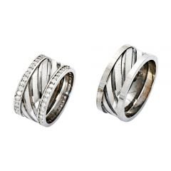 Beelo Silver 925K Gümüş El İşi Alyans Yüzük İkili Set ALY143