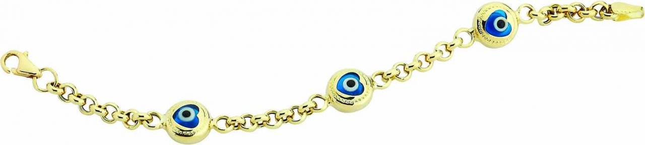 Beelo Gold 14K Altın Kalp Çocuk Nazar Bileklik CSR051