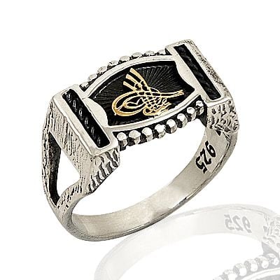 Beelo Silver 925K Gümüş Osmanlı Tuğralı Erkek Yüzük BGEY182