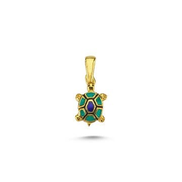 Beelo Gold 14K Altın Kaplumbağa Mineli Kolye Ucu