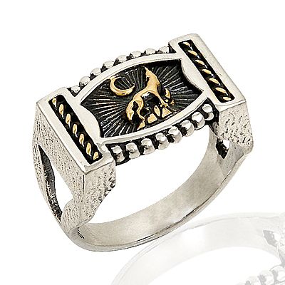Beelo Silver 925K Gümüş Bozkurt Motifli Hilal Erkek Yüzük BGEY186