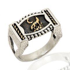Beelo Silver 925K Gümüş Bozkurt Motifli Hilal Erkek Yüzük BGEY186
