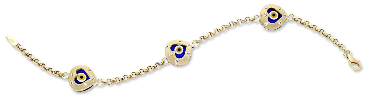 Beelo Gold 14K Altın Kalp Çocuk Nazar Bileklik CT003