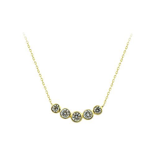 Beelo Gold 14K Altın Beş Taş Kolye