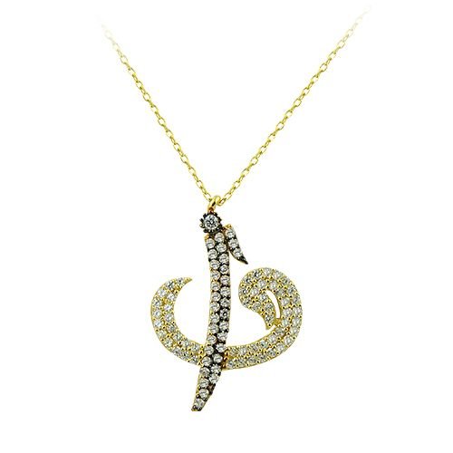 Beelo Gold 14K Vav ve Elif Kolye