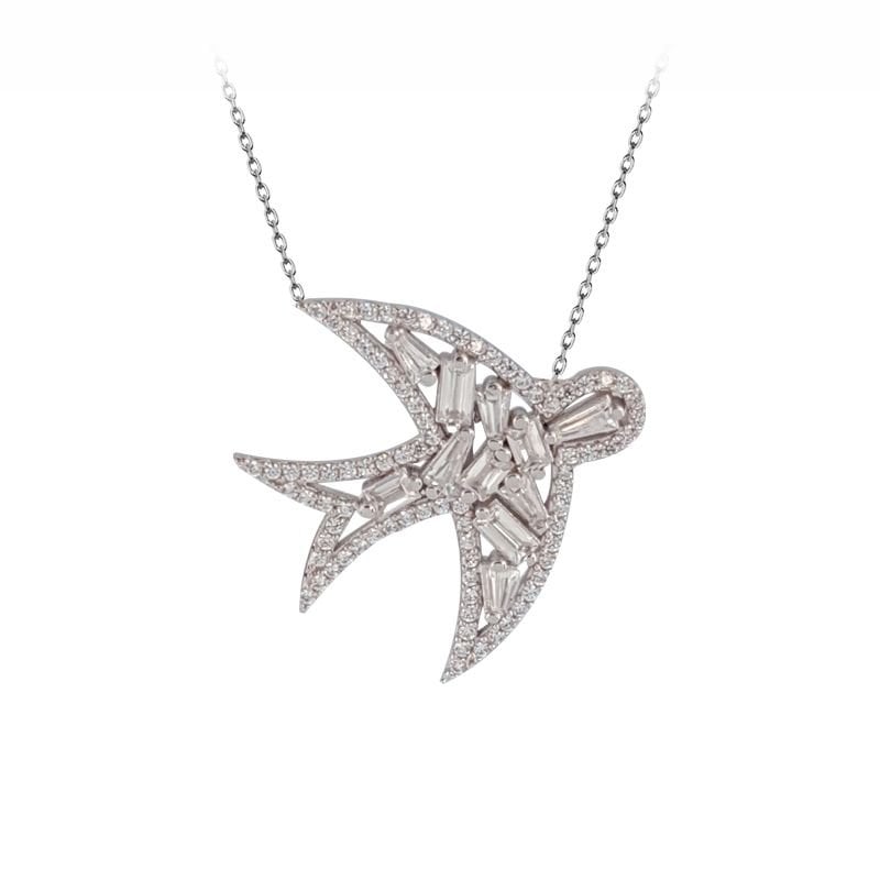 Beelo Silver Gümüş 925K Gümüş Baget Tasarım Balık Kolye