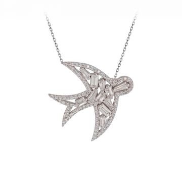 Beelo Silver Gümüş 925K Gümüş Baget Tasarım Balık Kolye