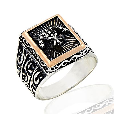 Beelo Silver 925K Gümüş Çerkes Erkek Yüzük BGEY201