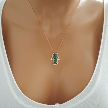 Beelo Silver Gümüş 925K Gümüş Baget Tasarım Fatmanın Eli Kolye