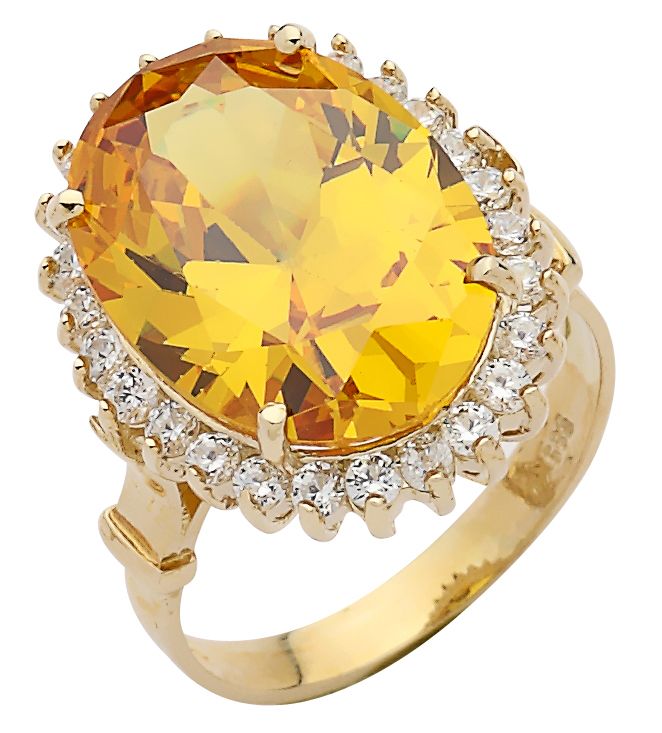 Beelo Gold 14K Altın Renkli Taşlı Yüzük