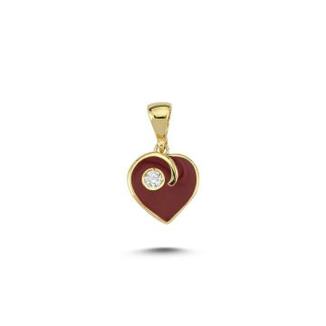 Beelo Gold 14K Alt Kalp Mineli Taşlı Kolye Ucu