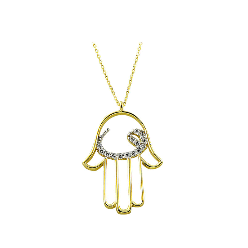 Beelo Gold 14K Fatıma'nın Eli Vav Kolye