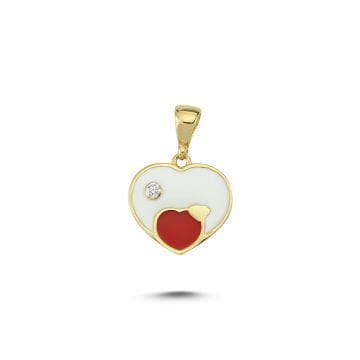 Beelo Gold 14K Alt Kalp Mineli Taşlı Kolye Ucu