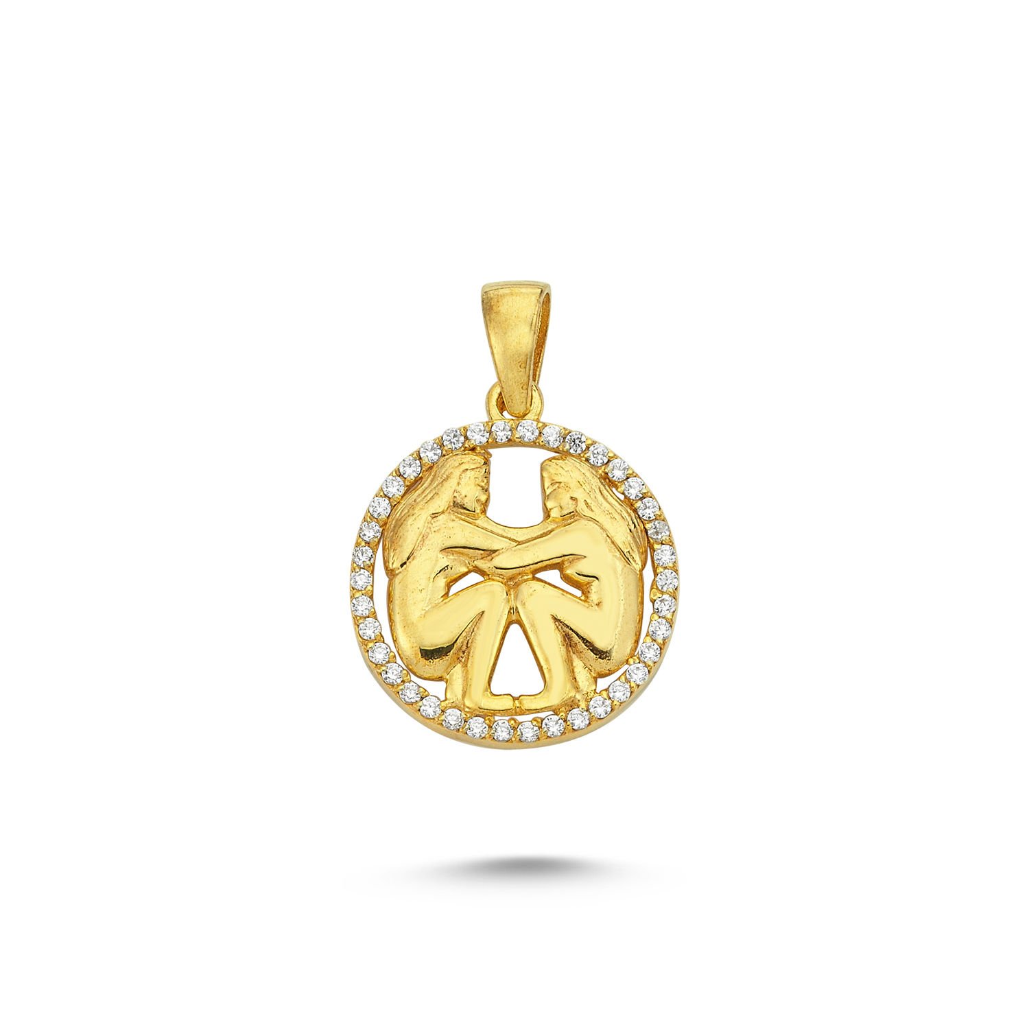 Beelo Gold 14K Altın İkizler Burcu Taşlı Kolye Ucu