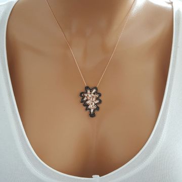 Beelo Silver Gümüş 925K Gümüş Baget Tasarım Yaprak Kolye