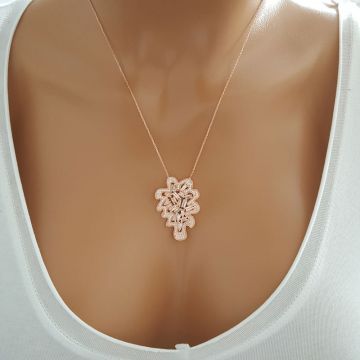Beelo Silver Gümüş 925K Gümüş Baget Tasarım Yaprak Kolye