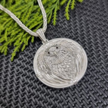 Beelo Silver 925 Ayar Gümüş Kartal Madalyon Erkek Kolye