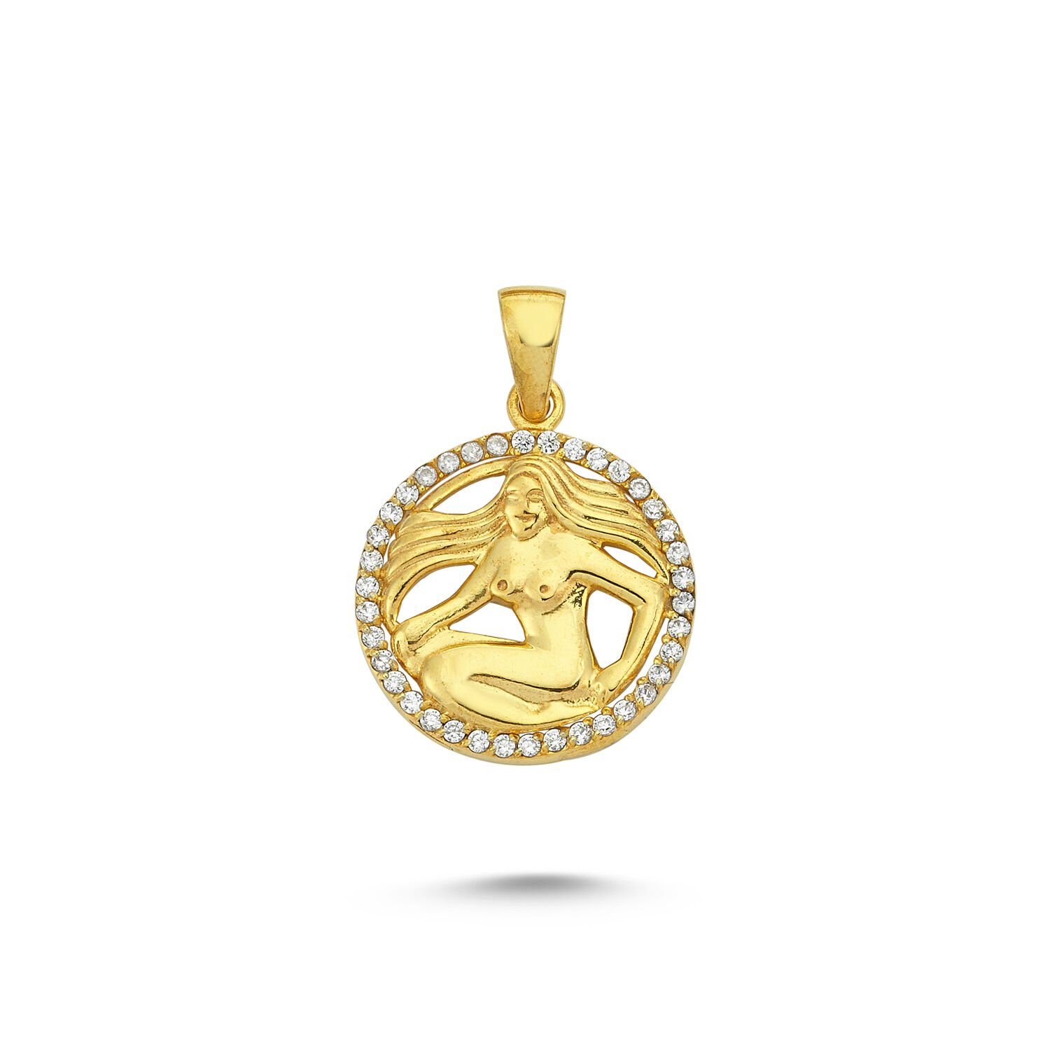 Beelo Gold 14K Altın Başak Burcu Taşlı Kolye Ucu