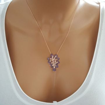 Beelo Silver Gümüş 925K Gümüş Baget Tasarım Yaprak Kolye
