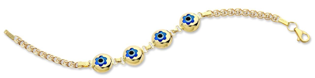 Beelo Gold 14K Altın Papatya Çocuk Nazar Bileklik CZT011